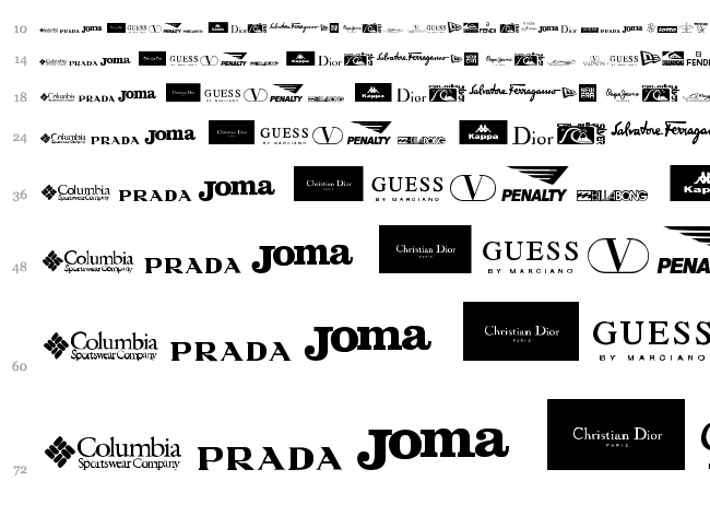 Clothing Logos TFB font waterfall
